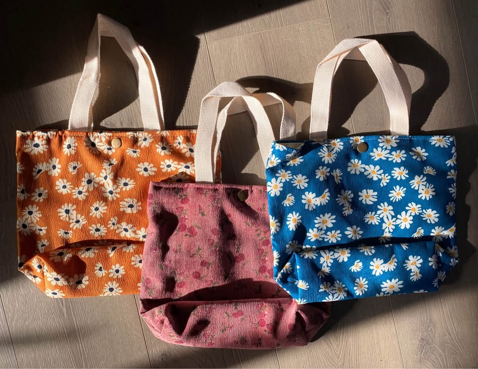 Flower Oxford Cloth Tote Bag
